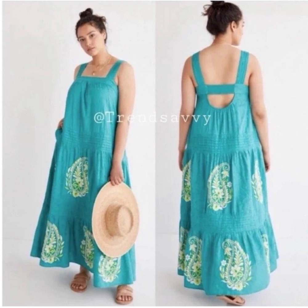 ANTHROPOLOGIE Felicity Embroidered Maxi Dress size Small